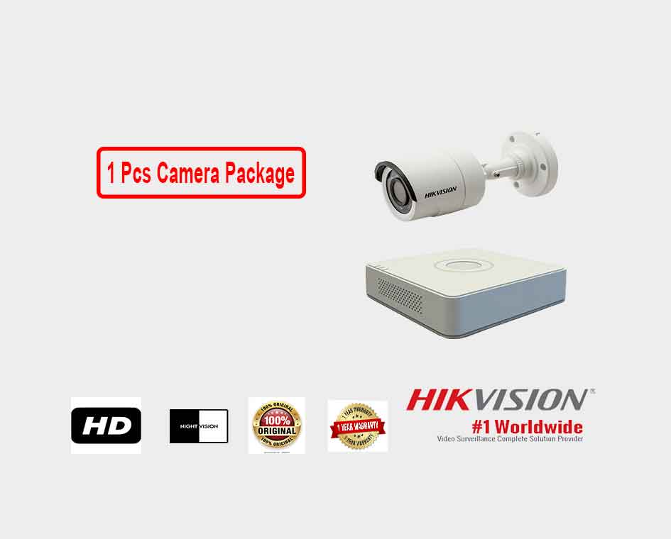 1 Pcs Hikvision 3 MP CCTV Camera Package with Color Day/Night and Audio